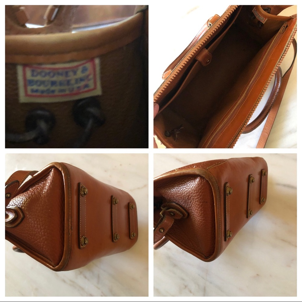 Dooney & Bourke Tan/Brown Pebbled Leather Satchel Crossbody - Picture 4 of 8